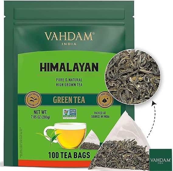 VAHDAM, Té verde del Himalaya (100 bolsitas de té)